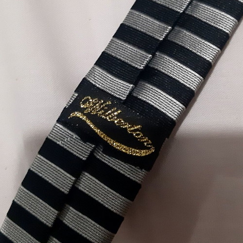 Tie thin striped black and silver new, youthful style