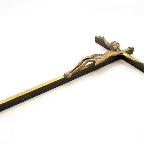 Vintage wall crucifix Jesus Christ brass circa 1970s Belgium like new