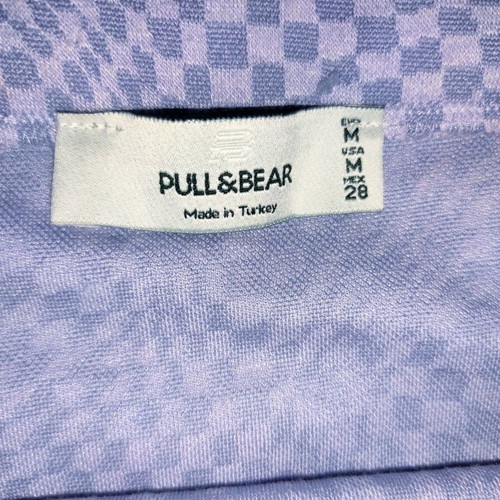Lilac Wavy Checkerboard Mini Skirt with Slit Pull & Bear like new