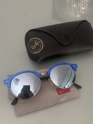 Ray Ban Clubround sunglasses used, blue mirrored lenses