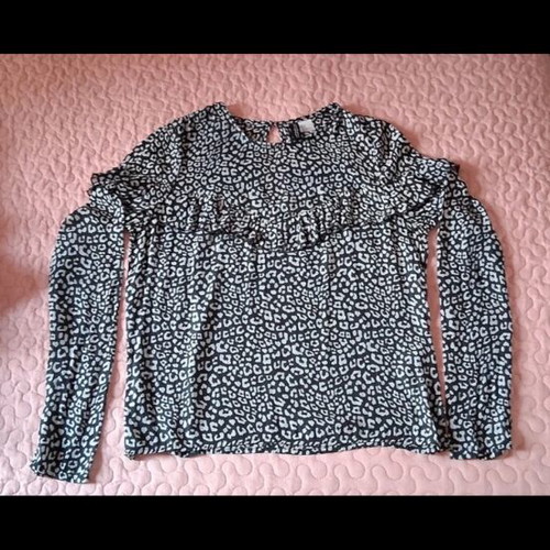 Women's leopard print blouse with frill, H&M, size medium, like new
