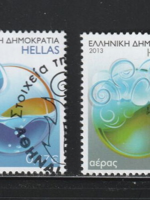 Hellas 2013 Nature Elements stamp set with first day cancellation