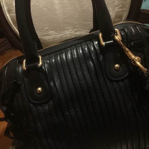 Dolce Gabbana shoulder bag used, black leather with leopard interior