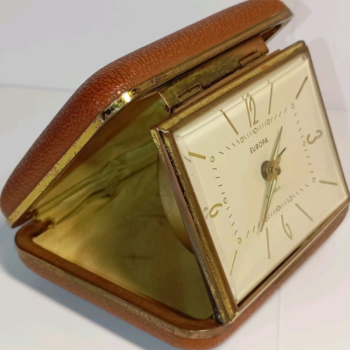 Vintage travel clock used, mechanical, analog
