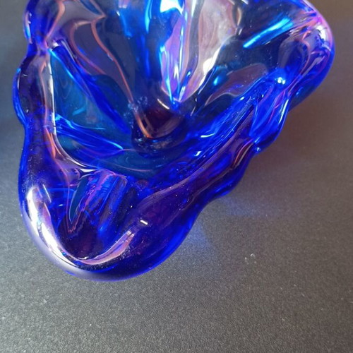 Vintage Blue Glass Ashtrays Pair like new