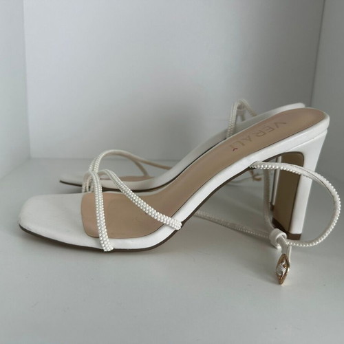 Verali white sandals size 38 with pearl straps