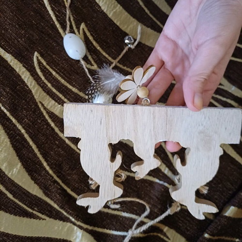 Hanging wooden decorative Easter sign rabbits like new