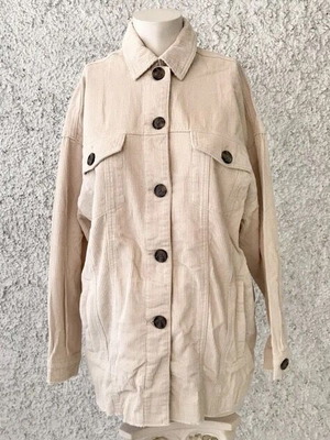 Stradivarius jacket used, beige, medium size, oversize