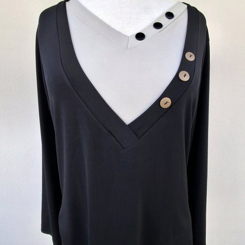 Blouse with decorative buttons like new, size 4, black and beige