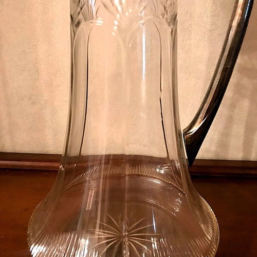 Art Nouveau carafe used with crystal and metal details