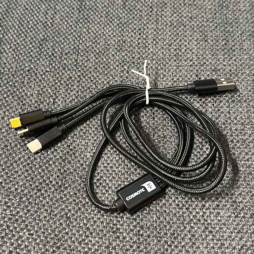Fabric charging cable 3-in-1 1m new, USB to Lightning, Type-C, Micro-USB for iPhone and Android