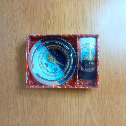 Vintage Cyprus souvenir set with 24K gold, unused