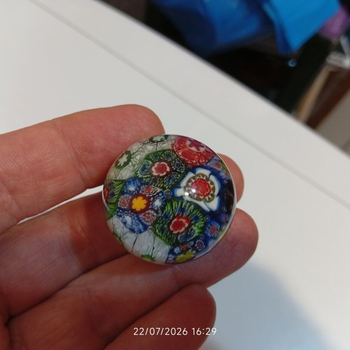 Paperweight Murano glass millefiori used with colorful floral design