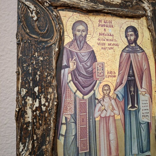 Religious icons used, set of two in wooden frame