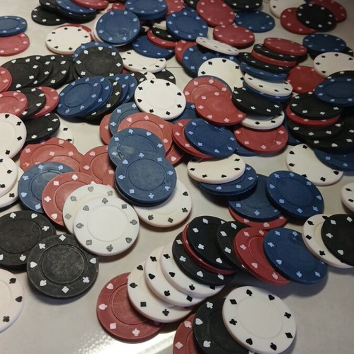 Poker chips used, all together