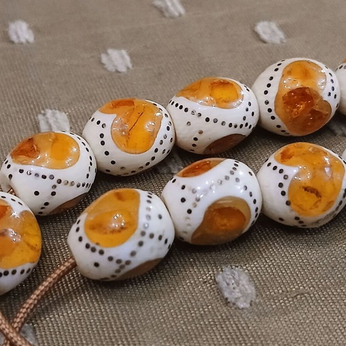 Amber Worry Beads used from Egypt with silver embroidery