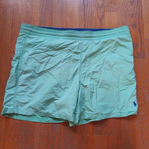 Polo Ralph Lauren swimsuit used, size XXL, green and turquoise, hole and stain