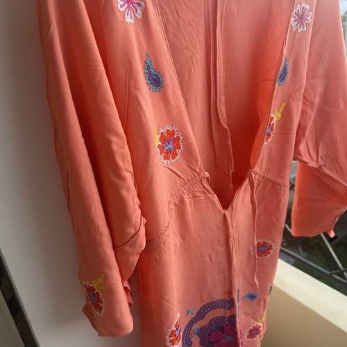 Boho kaftan dress Debbie Katz small, like new, orange with embroidery