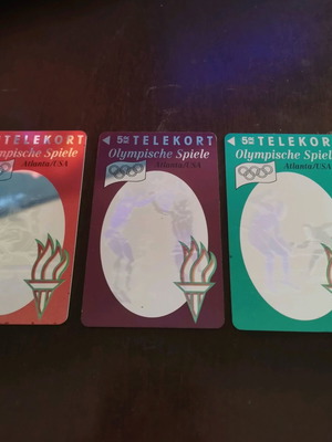 Denmark phone cards used, set of 3