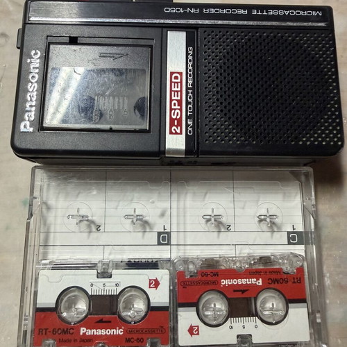 Panasonic RN-1050 Microcassette Recorder used with 2 original cassettes