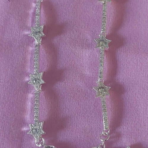 A.L.E. silver bracelet with star design and white zirconia, size 18-21