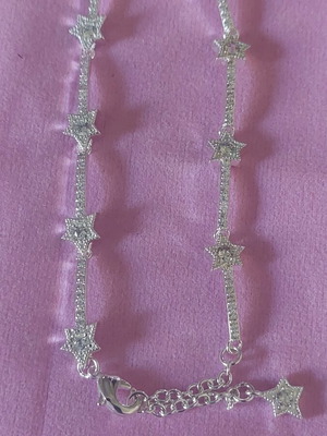 A.L.E. silver bracelet with star design and white zirconia, size 18-21