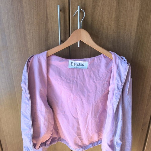 Bershka jacket purple-pink open with hood satin texture size M new