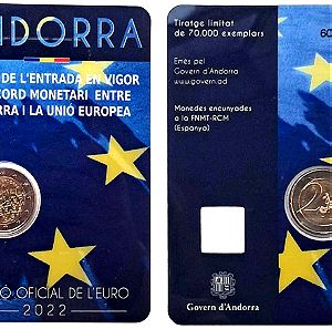 SAC Ανδόρα 2 Ευρώ 2022 UNC νομισματική συμφωνία (coincard)