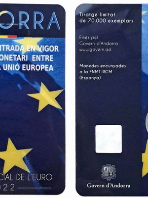 SAC Ανδόρα 2 Ευρώ 2022 UNC νομισματική συμφωνία