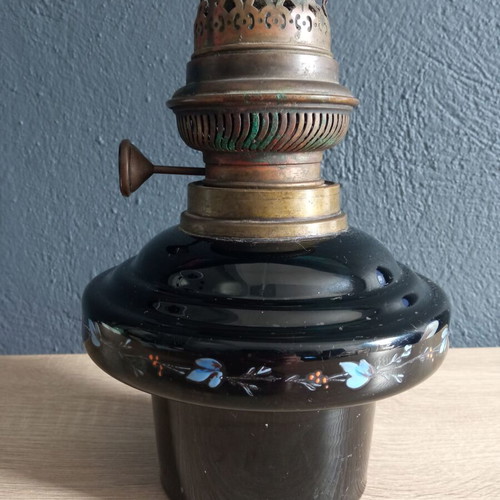 Vintage glass oil lamp used