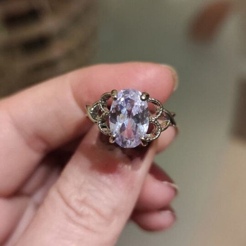 Silver vintage ring with white zircon, size 8, like new