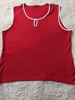 Alain Manoukian sleeveless blouse used, red with white stripes