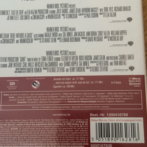 James Dean Collection Blu-Ray like new with English subtitles