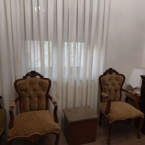 Antique carved wood sofa and armchair set