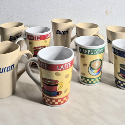 Set of 10 new mugs in box