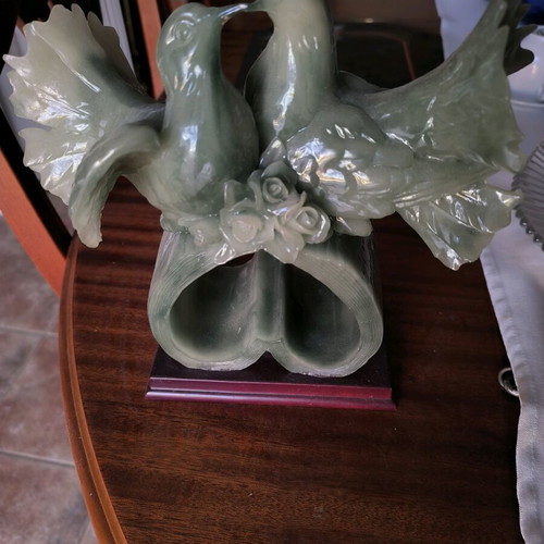Decorative glass item with wooden base new