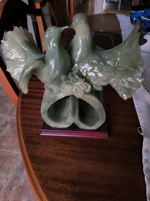 Decorative glass item with wooden base new