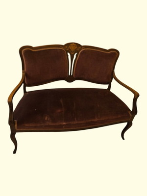 Vintage two-seater Victorian sofa used with detailed mosaics
