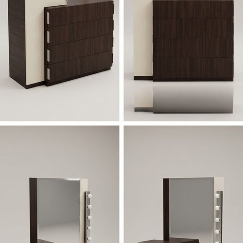 Bedroom dresser vanity set with mirror, melamine MDF