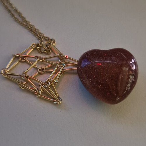 Necklace with goldstone heart