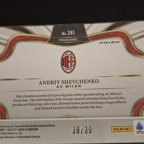 Andriy Shevchenko 2025-26 Panini Select Serie A White Flash Prizm card 39/39