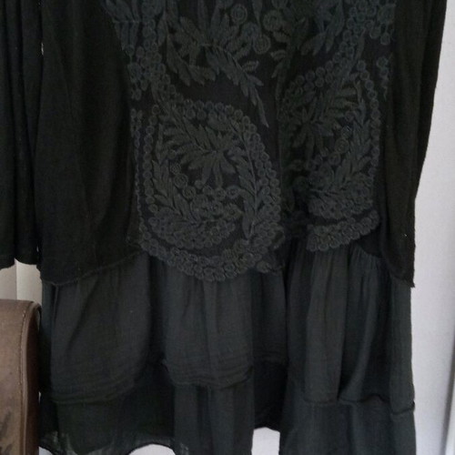 Black knit dress with lace front, like new, sizes M-L