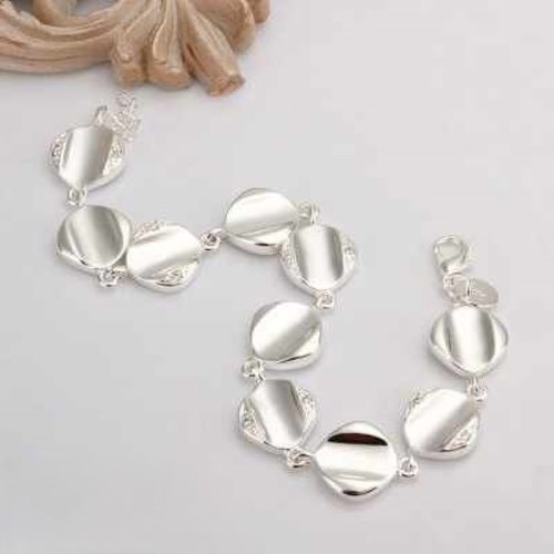 Bracelet for women new, silver chain with square links