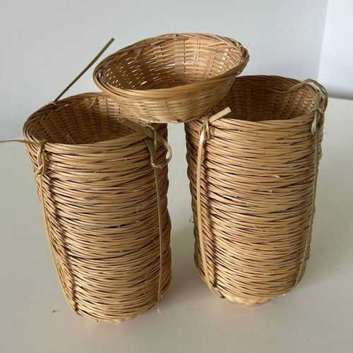 Set of 100 round wicker baskets, 12 cm
