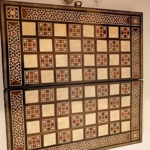 Backgammon-Chess handmade unused 30 years old with ornate pieces