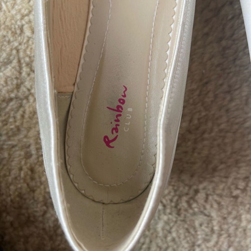 Rainbow Club satin ivory wedding ballerinas used