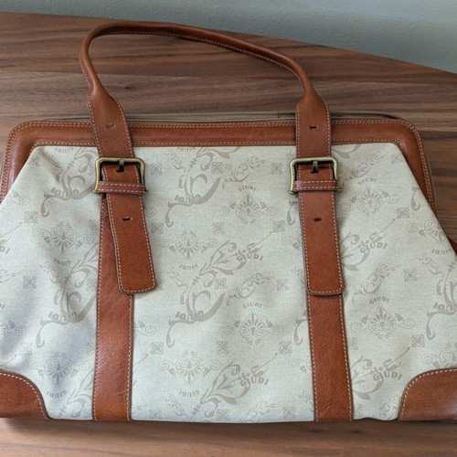 Vintage Guidi leather bag, beige
