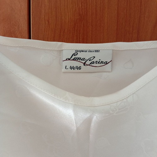 Staten women's nightgown, white, size L, teddy bear pattern