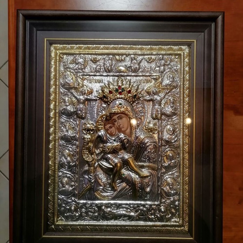 Panagia Axion Esti religious icon with 925 silver, new