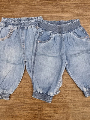 Set of 2 jeans pants used, 18 months, with elastic waist